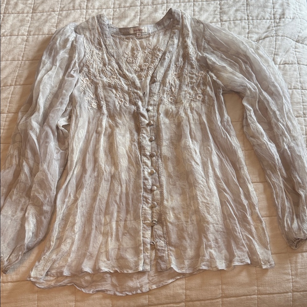 Sundance Silk Embroidered Peasant Blouse
